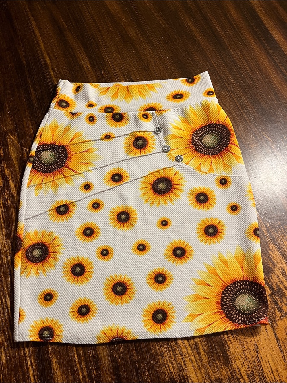LAST CHANCE! High-Waist Sunflower Pencil Mini Skirt in White and Yellow